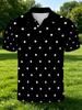 Men'S Outdoor Polo Shirt, Multi-Sizes Available, Black Background with Star Pattern, Fashionable Casual Comfortable, Men'S Top Suitable for Hiking And