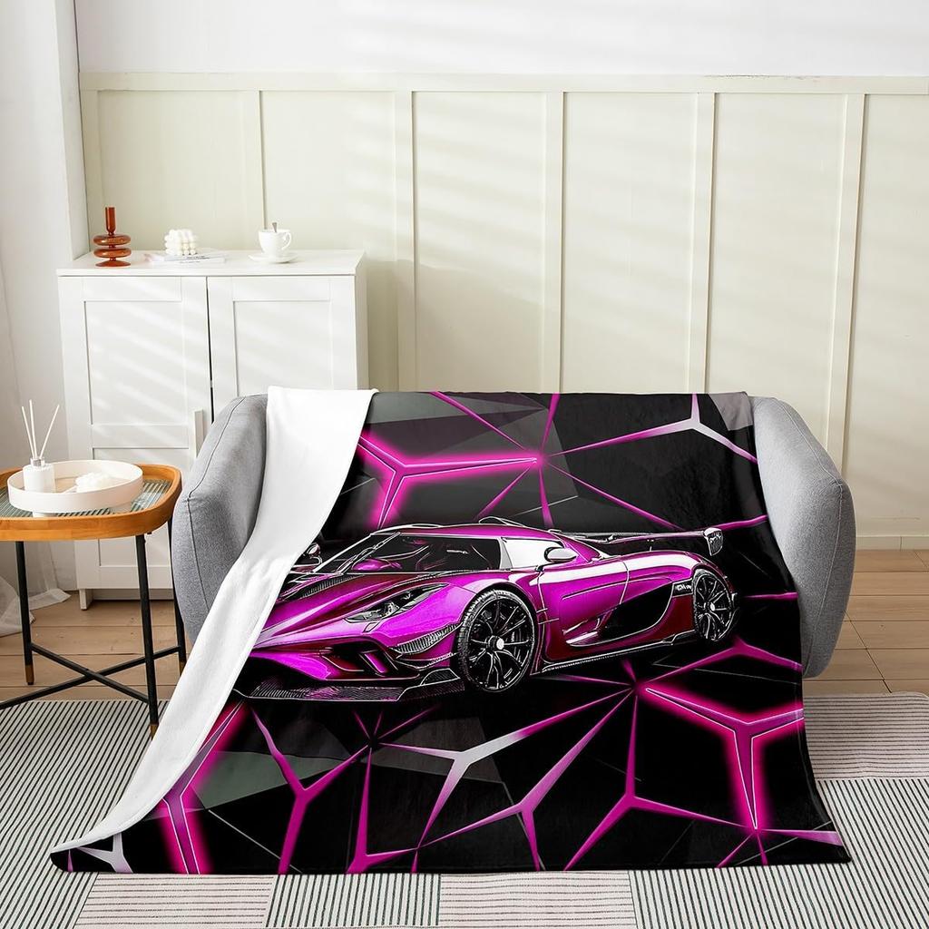Feelyou Dirt Bike Flannel Fleece Throw Blanket for Kids Boys Girls Motocross Rider Plush Pink Motorcycle All Season Bed Blanket