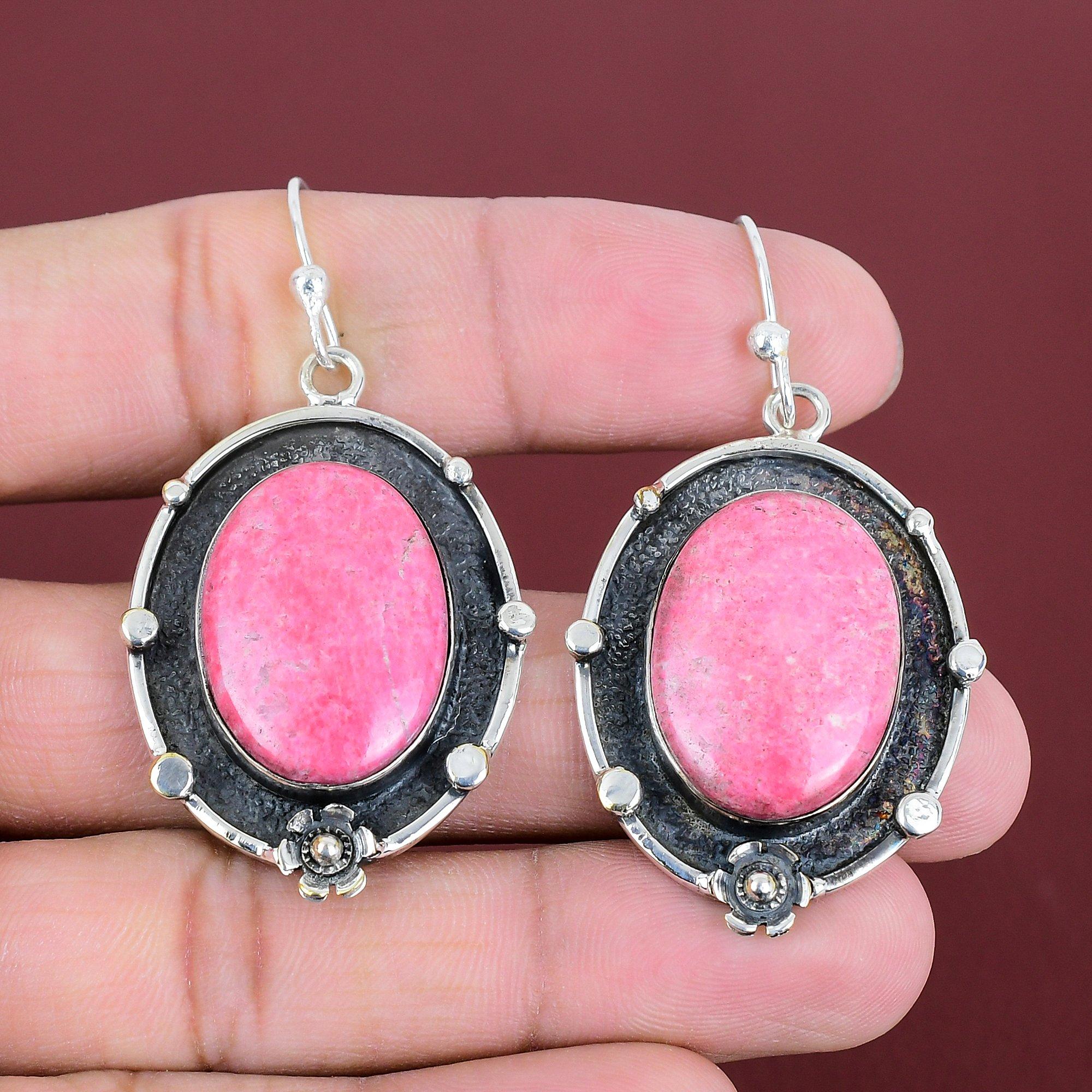 Thulite Earring Gemstone Jewelry Decent Earrings 925 Sterling Silver Earring Handmade Stylish Earring Original Thulite Jewelry Gifts For Her