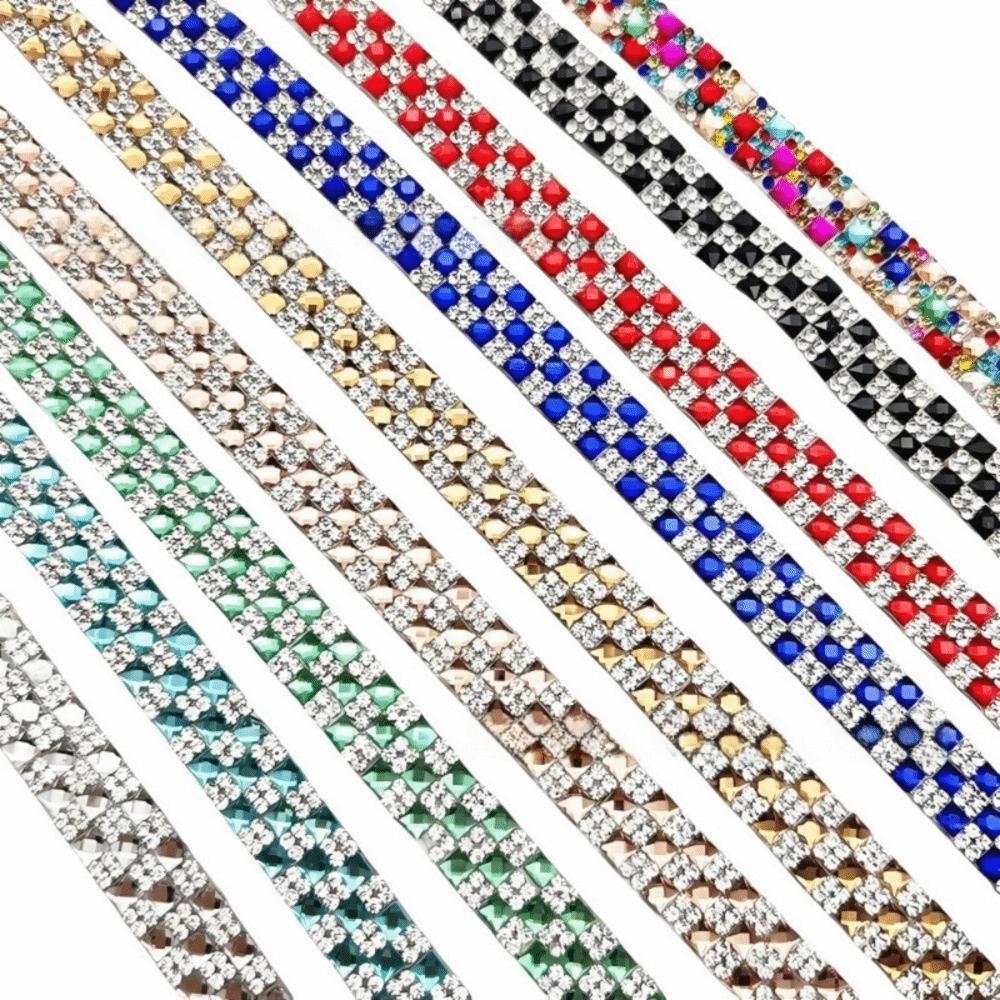 1Yard Self Adhesive Crystal Rhinestone Sticker 1.2cm Width Crystal Motif Diamond Ribbon Adhesive Diamond Multicolour
