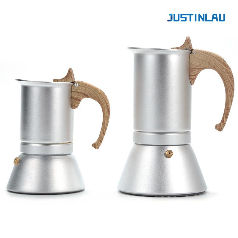 JUSTINLAU 3/6 Cups Moka Coffee Maker Pot Aluminum Coffee Pot for Kitchen Italian Mocha Espresso Latte Stovetop Filter Barista