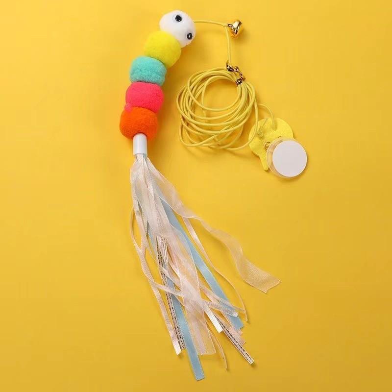 Interactive Cat Toy With Hanging Swing Design Retractable String Bell Feather Indoor Play Mental Stimulation