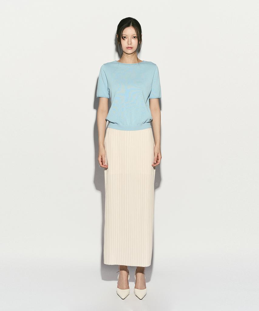 RE RHEE Half Sleeve Knit Top Cloud