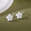 Real 925 Silver Zircon Flower Ear Hook Stud Earrings For Women Elegant Plant Fine Jewelry Light Accessory