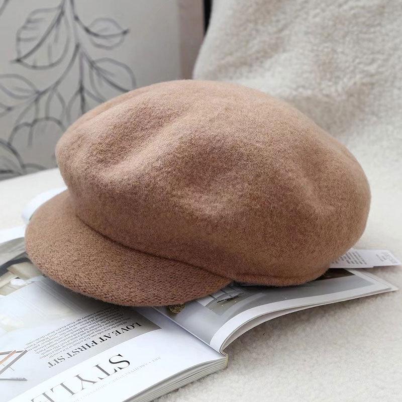 

Элегантная розовая кепка газетчика из шерстяного фетра: Универсальная и стильная женская повседневная шляпа M (56-58 cm) верблюд