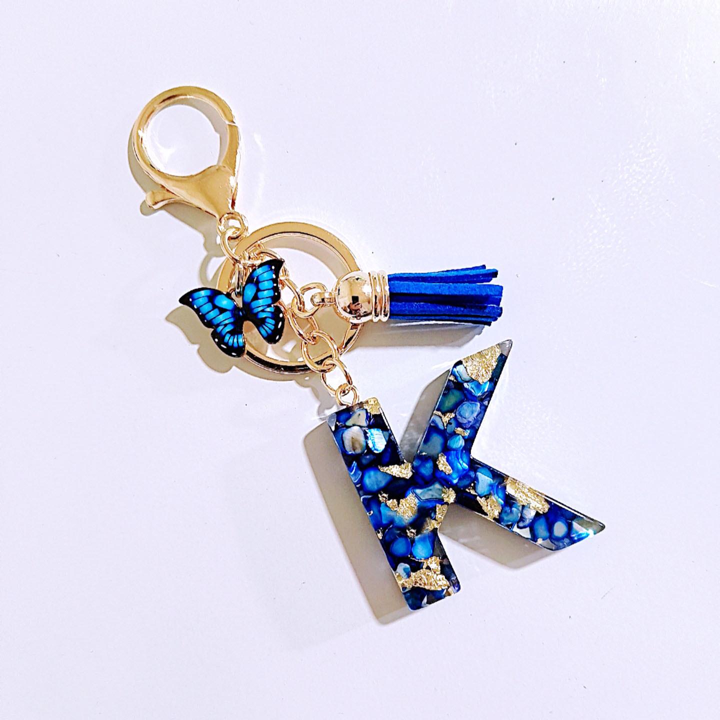 Sapphire Blue Butterfly Tassel Keychain Pendant