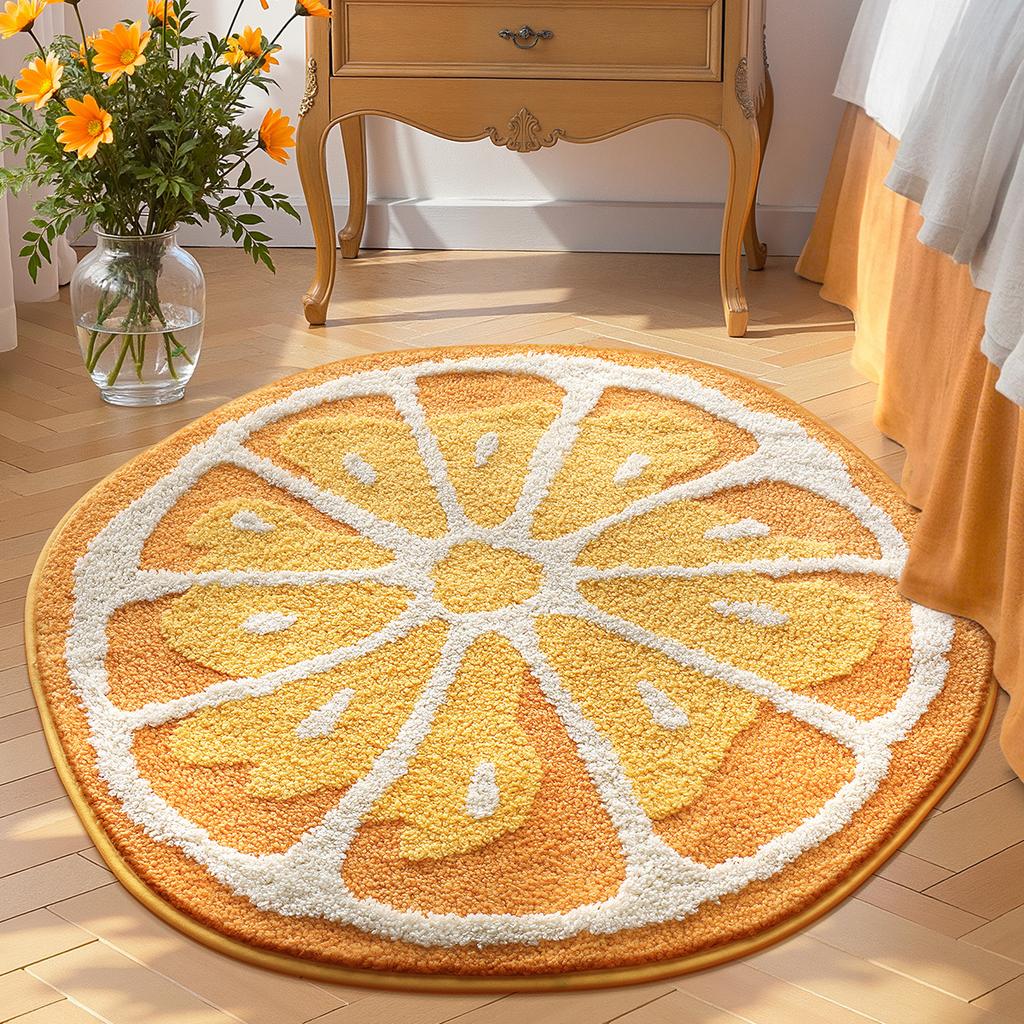 2026 Simple Fruit Bathroom Floor Mat Toilet Semicircular Absorbent Carpet Toilet Non-slip Mat Door Mat