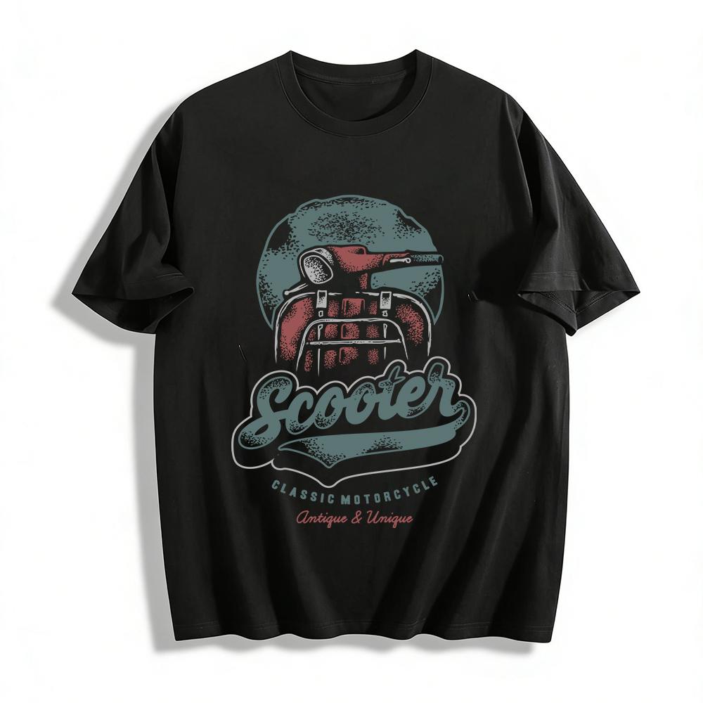 

Vintage Classic Scooter Graphic Casual Short Sleeve T-Shirt Pure cotton T-shirt XXS