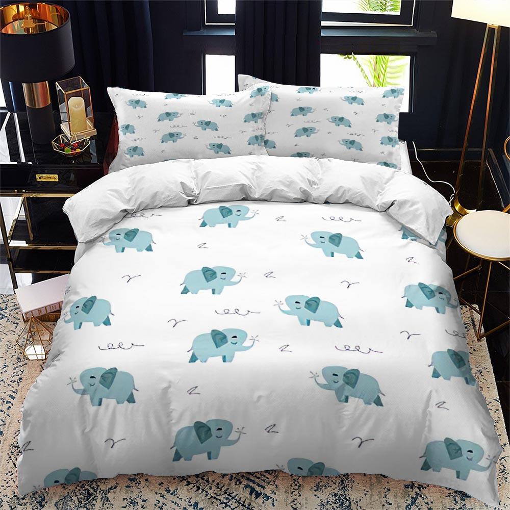 Comforter Animal Elephant Cartoon Kids Queen King Twin Size Bedding Set Wildlife Comforter 2/3Pcs Polyester