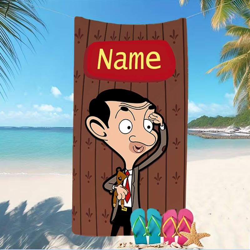 Customizable personalized beach towels Mr. Bean themed designs.Suitable for the beach, yoga, sports;ideal as beach accessories
