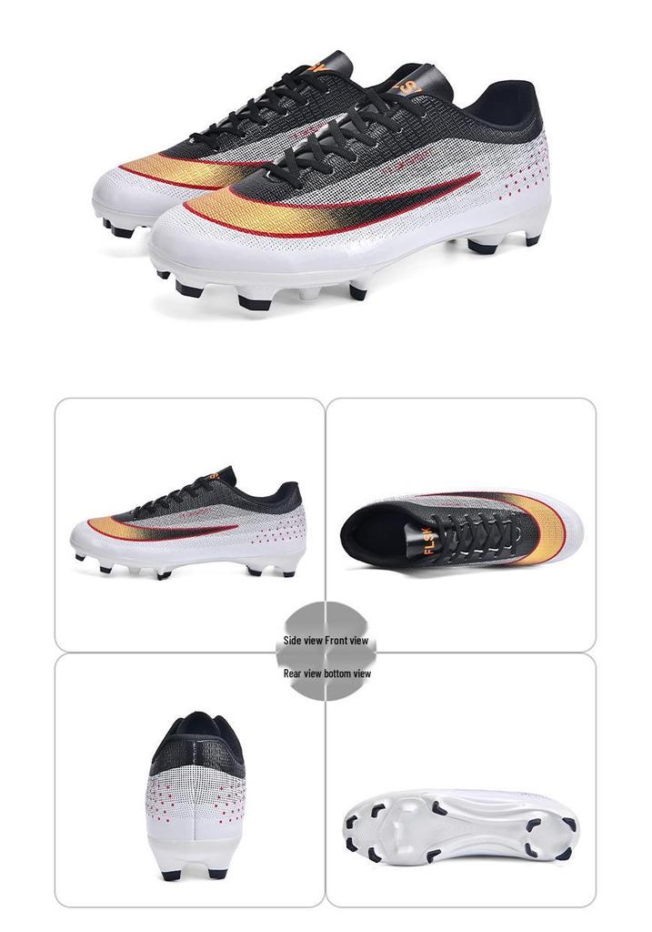 Unisex AG Studded Low-Top Football Boots for Outdoor Grass Competition - Adult & Kids