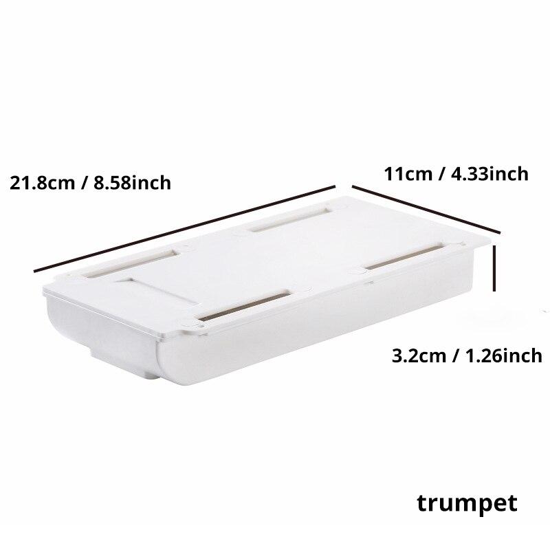 1pc White SelfAdhesive Storage Drawer Box Makeup Pencil Tray Desk Hidden Under Desk Stand Self-adhesive Under-drawer Storage Box