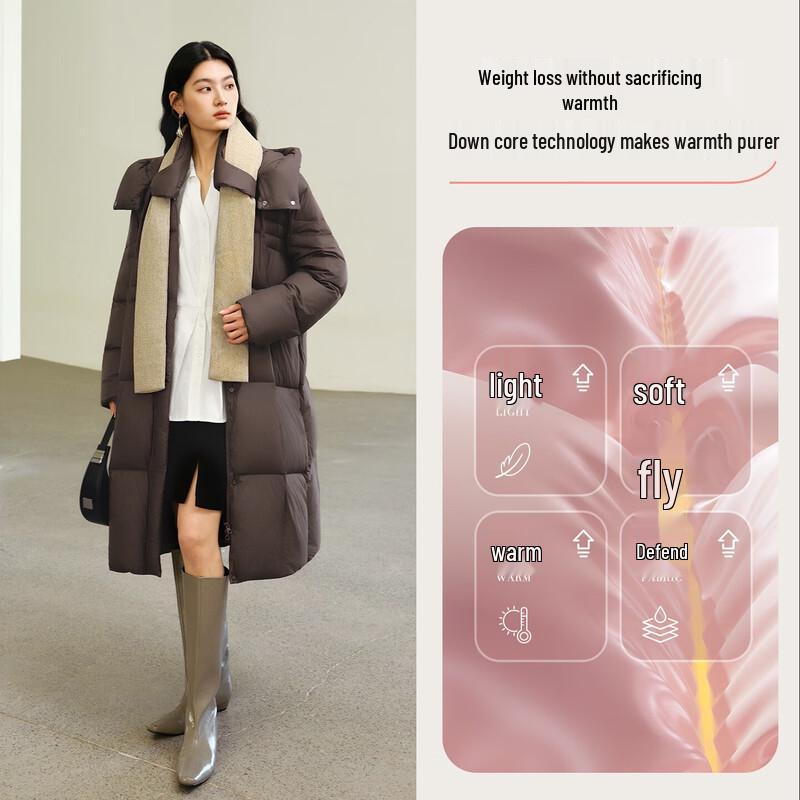 Aolilai Chen Duling Women's Detachable Hooded Long Down Jacket