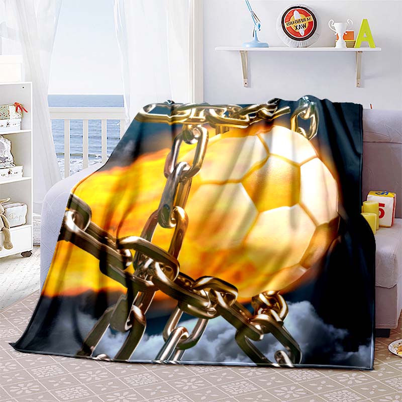 3DPersonalized Football (Soccer) Blanket Custom Name Flannel Throw Soft Warm for Bed, Sofa, Travel Gift for Fans All-Season Use