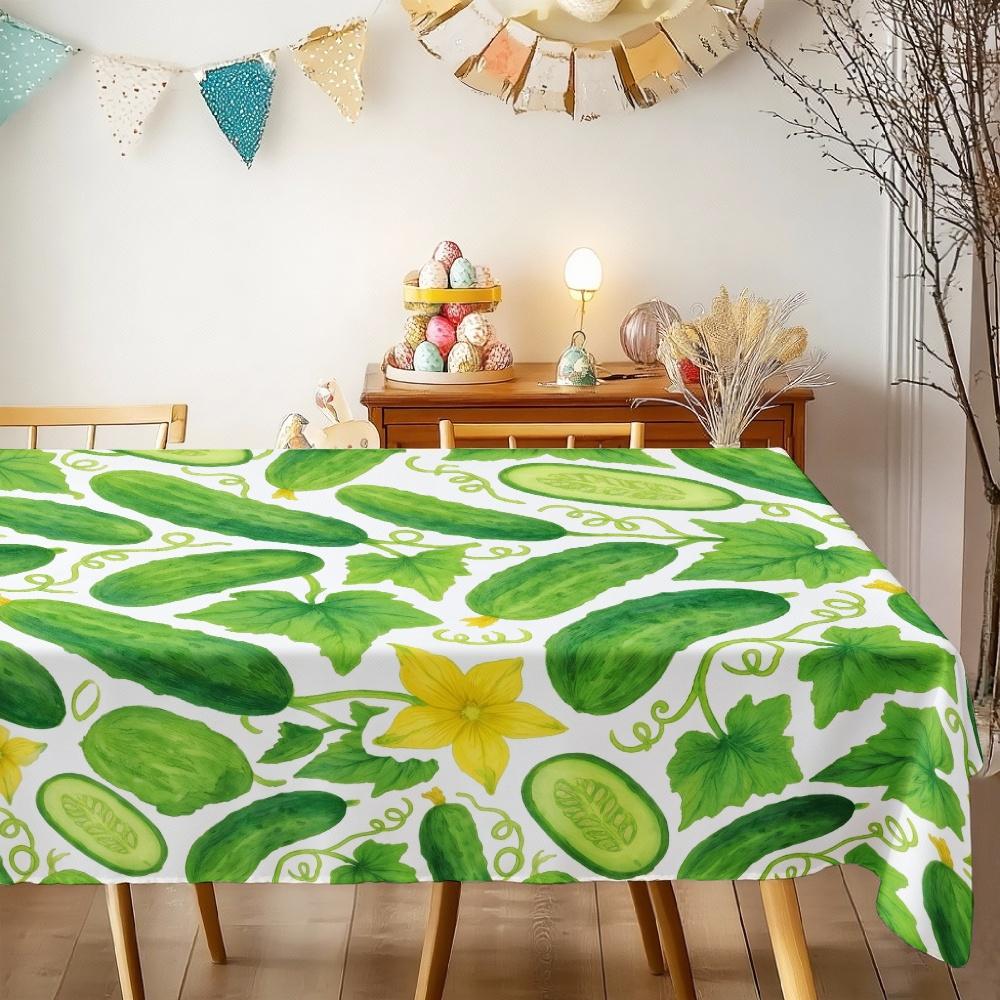 Cucumber Pattern Rectangle Table cloth For Kitchen Dining Table Decor Reusable Washable Tablecloth For Wedding Holiday Party