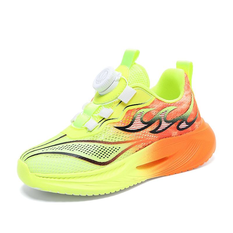 Children's breathable single mesh sports classmates Boys 2025 summer new non-slip soft-soled rotating button running shoes