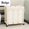 3-in-1 Large Foldable Cart Dirty Clothes Washing Hamper Wheeled Laundry Basket
