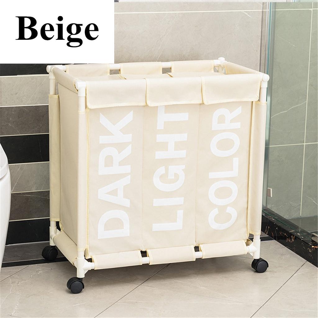 3-in-1 Large Foldable Cart Dirty Clothes Washing Hamper Wheeled Laundry Basket