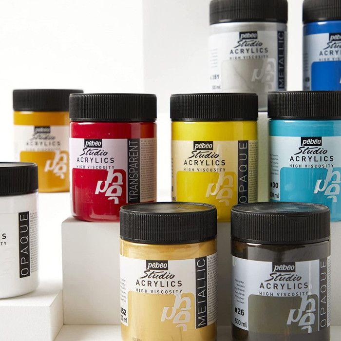 Peinture acrylique - pébéo - 500 ml - couleur noir - mixte - éducatif