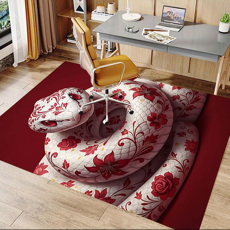 1PC Snake Floral Non-Slip Floor Carpet Compatible for Office&Living Room&Bedroom&Dining room - Flat-Weave Machine-W283