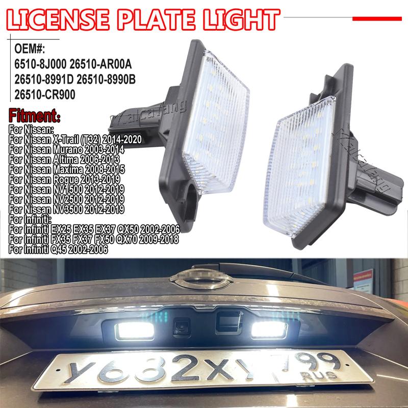 

2Pcs LED Number License Plate Light Lamps For Nissan X-Trail T32 NV1500 NV2500 NV3500 Pathfinder R51 Murano Z50 Car Accessories