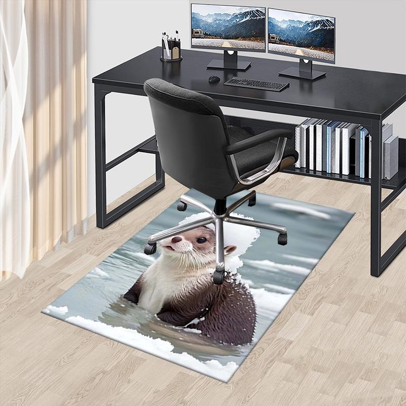 

1pc Otter Snow Hat Chair Mat - Anime Cartoon Design, Winter Wonderland Office Gift, Non-Slip Carpet for Home Decor, Suitable for All Seasons.C034 60cm by 90cm