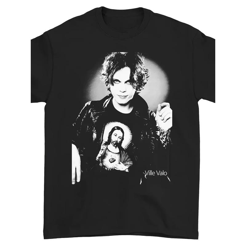 Brand New Short-Sleeve Black T-Shirt Featuring The HIM Band by Ville Valo, Available in Sizes S to 5XL