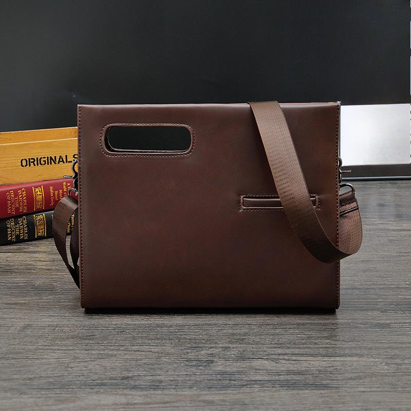 Men's One-shoulder Crossbody Bags Korean Retro Business Casual Car Stitching Waterproof Zipper Handbag