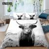Highland Cow Duvet Cover King Sunflower Black Cattle Bedding Set Microfiber Farm Animal Cow Western Farmhouse Cattle Quilt Cover