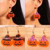 Halloween Themed Hat Pumpkin Pattern Women Acrylic Earring For Unisex Fashion Accessories