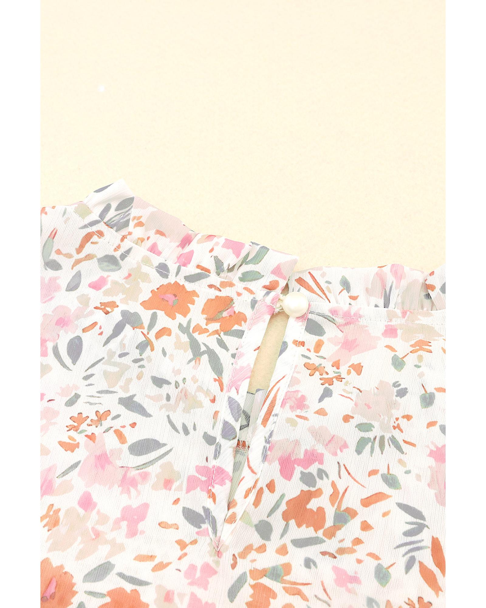 

Azura Exchange Floral Print Wide Ruffle Sleeves Blouse S різнокольоровий