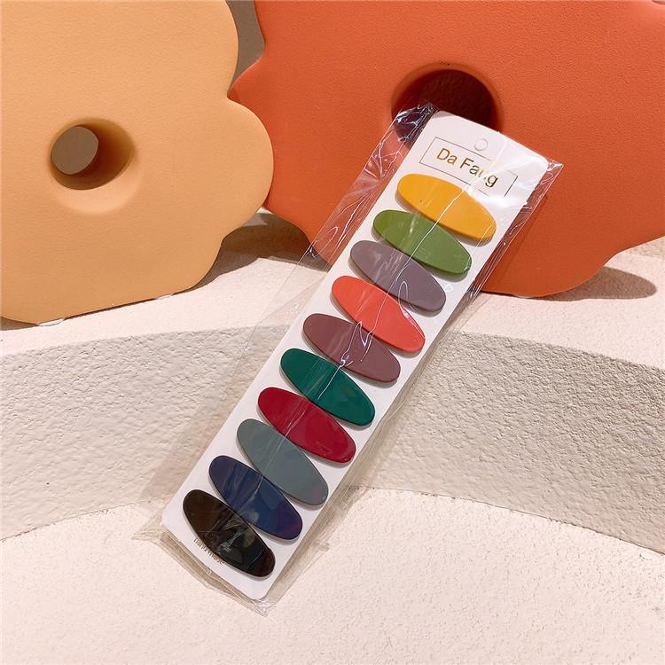 Morandi Frosted Multicolor Acrylic Hair Clips – 10 Piece Set for Girls