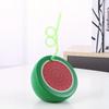 8pcs Creative Cartoon Fruit-Shaped Cups with Straws , Watermelon, Lemon, Orange, Kiwi Design , Reusable Plastic Food-Safe Drinking Cups