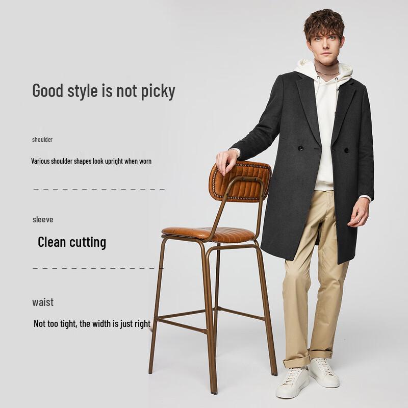 Hodo Men's Double-Sided Wool Coat with Removable Goose Down Liner