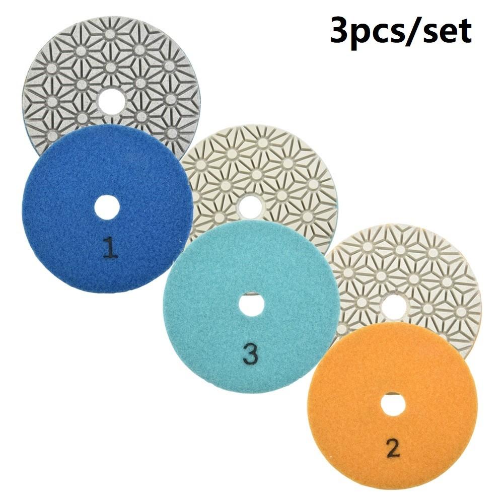 3PCS 4 Inch 100mm Dry/wet  3 Step Polishing Pads Granite Polishing Tool