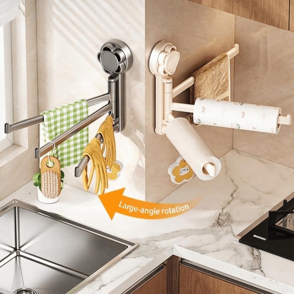 Rotating Towel Hanger Wall Mounted Bath Towel Holder Multi-Rod Towel Rack Shower