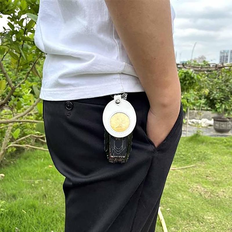 PU Leather Coin Holder Keychain Double Side Coin Display Case Medallion Sobriety Coin Recovery Chip Airtag Challenge Coin NEW
