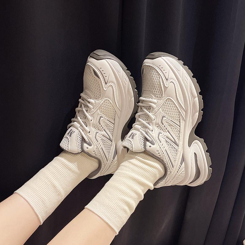 2024 New Hot Selling Color Matching Fashion Casual Vulcanized Shoes Mesh Lace Up Breathable Low Top Women's Sports Shoes