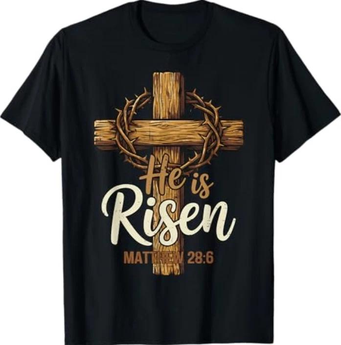 Easter Cross He Is Risen Jesus Christian Unisex Unisex Tshirt S