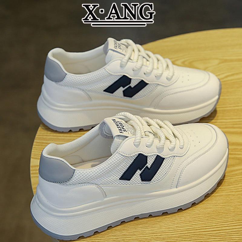 Leather Women's Thick-soled Lightweight Sports Shoes Women's Shoes Autumn New Versatile Casual Dad Shoes