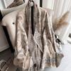 Imitation Cashmere Printed Scarf Bird Large Shawl Simple Cashmere Tassel Scarves  Male