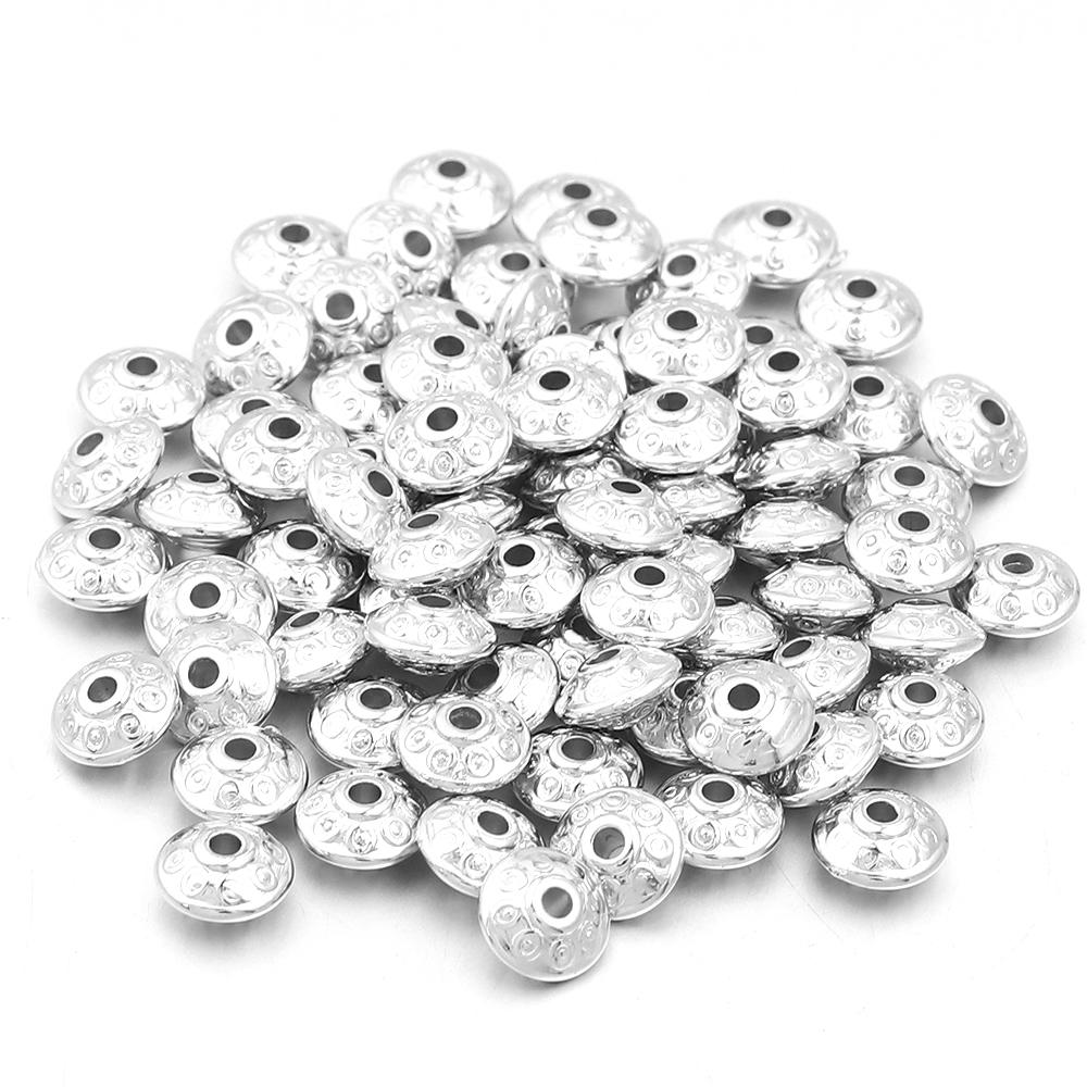 

100pcs CCB Spacer Beads Flat Round Loose Spacer Beads For Jewelry Making DIY Handmade Bracelets Necklace Accessories Findings
