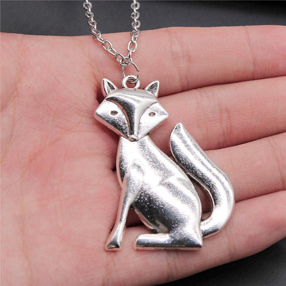 

45см или 70см Длинное Ожерелье Цепочка Животные Лиса Минималистичные Компоненты Украшений QN005 A24-1pcs-50x37mm-chain 70cm