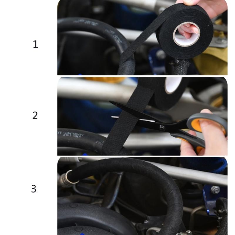 Wire Harness Automotive Cloth Tape Self-Adhesive Felt Cloth Electrical Tape Heat Resistant Harness Tape Easy to Use