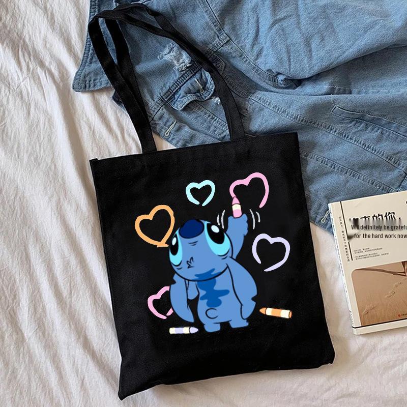 Lilo & Stitch Print Canvas Shoulder Backpack and Shopping Bag