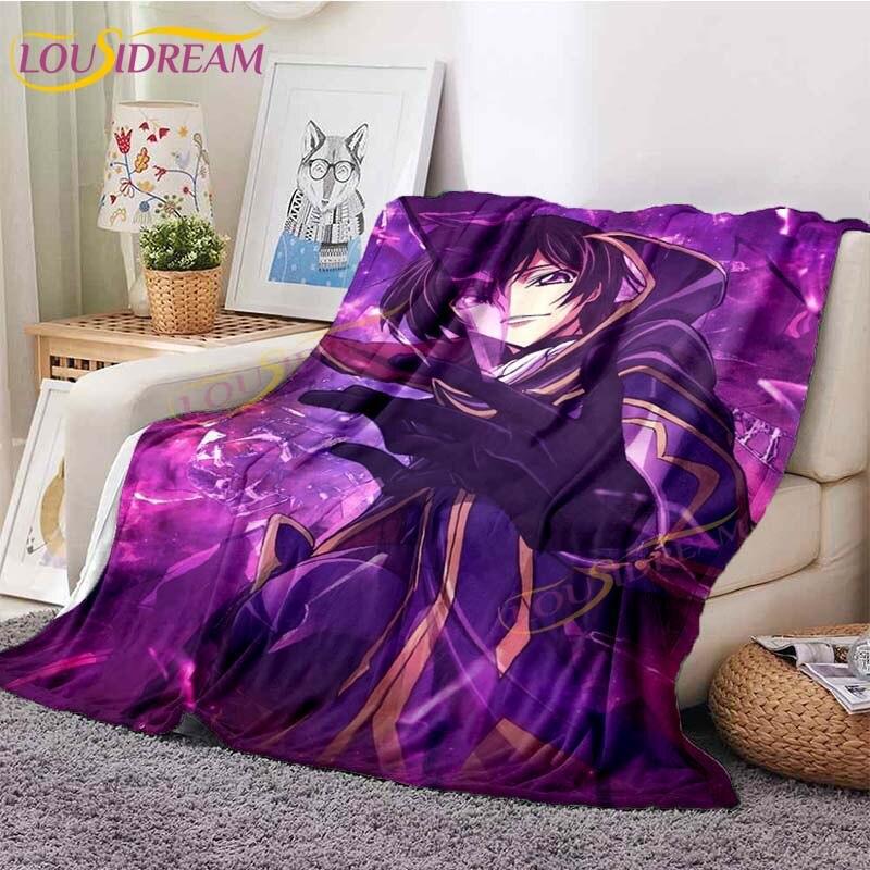 Classic Anime Blanket Code Geass Flannel Throw Blanket Lelouch Chair Sofa Lazy Blankets Cartoon Blankets for Home Bedroom Travel