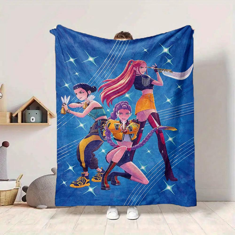 1PC K POP Demon Hunters, Huntrix Blanket, Throw For Sofa, Bed, Travel, Camping, Livingroom,
