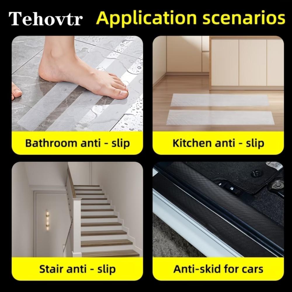 1Roll Anti-Slip Tape, Self-Adhesive Wear-Resistant Non-Skid Transparent Silicone Pad, Grid Pattern Waterproof Anti-Slip Grip