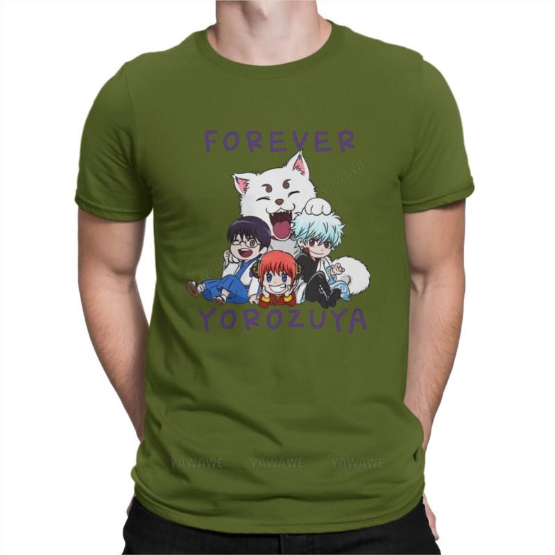 Unisex Forever Yorozuya T Shirts Gintama Kagura Anime Cotton Tops Casual Short Sleeve Crew Neck Tees Summer TShirts