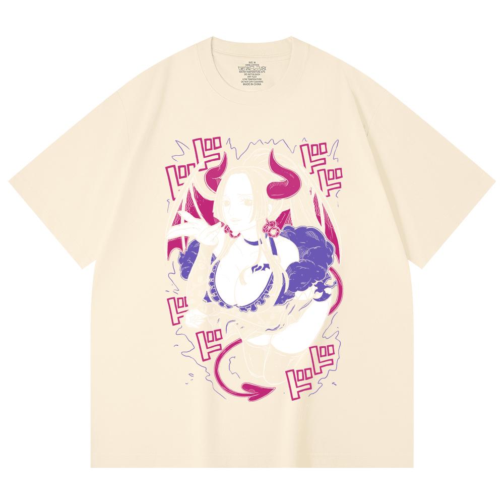

230 Gsm 100% Cotton One Piece V76 Boa Halloween Print Unisex Heavy Cotton T Shirt XS абрикосовый